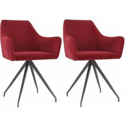 TRUE DEAL Chaises De Salle à Manger 2 Pcs Rouge Bordeaux Velours