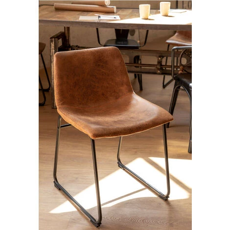 Chaise En Similicuir Ody Style SKLUM En Similicuir - Fer Café Vintage - Café Vintage 4 Chaise En Similicuir Ody Style SKLUM En Similicuir - Fer Café Vintage - Café Vintage – Image 2