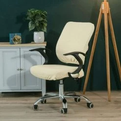 LITZEE Housse Extensible Housse De Siège Pour Chaise De Bureau Chaise De Bureau Pivotante Chaise Pivotante, Beige -banc et tabouret Soldes Boutique 32948884 5