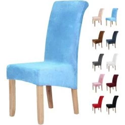 LangRay 4 Pièces Housses De Chaise En Velours Housses De Chaise Protectrices élastiques Modernes, Décoration De Maisons, Restaurants, Hôtels, Hôtels, Restaurants, Bleu Clair