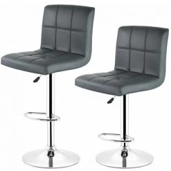 SIFREE Tabouret De Bar,BATHRINS,Lot De 2,En Similicuir,Gris -banc et tabouret Soldes Boutique 33016065 4