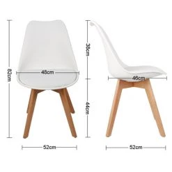 SKECTEN Lot De 4 Chaises Scandinaves Avec Coussins D'assise Et Pieds En Bois Massif - Blanc - Blanc -banc et tabouret Soldes Boutique 33016744 3