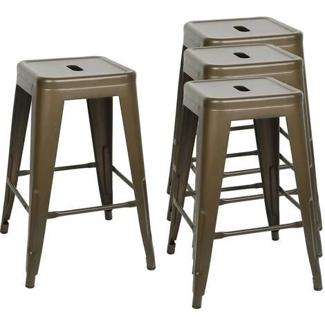 SKECTEN Lot De 4 Tabouret De Bar Industriel Haut 61cm - Chaise Empilable Repos-pied Et Protège-pied 6 SKECTEN Lot De 4 Tabouret De Bar Industriel Haut 61cm - Chaise Empilable Repos-pied Et Protège-pied – Image 4