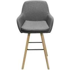 SKECTEN 2X Chaises De Bar Avec Accoudoir Chaises De Comptoir Tabourets De Bar Sièges De Comptoir Chaises De Bistro Tabourets De Pub Tissu Gris Foncé -banc et tabouret Soldes Boutique 33017644 3