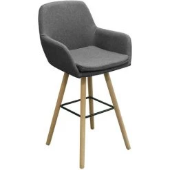 SKECTEN 2X Chaises De Bar Avec Accoudoir Chaises De Comptoir Tabourets De Bar Sièges De Comptoir Chaises De Bistro Tabourets De Pub Tissu Gris Foncé -banc et tabouret Soldes Boutique 33017644 4