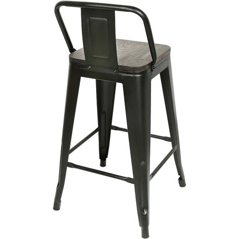 YONGQING Lot De 4 Tabouret Tolix Avec Petit Dossier Pauchard Style - Rétro-noir-66.5*40*40cm - Rétro-noir 4 YONGQING Lot De 4 Tabouret Tolix Avec Petit Dossier Pauchard Style - Rétro-noir-66.5*40*40cm - Rétro-noir – Image 2