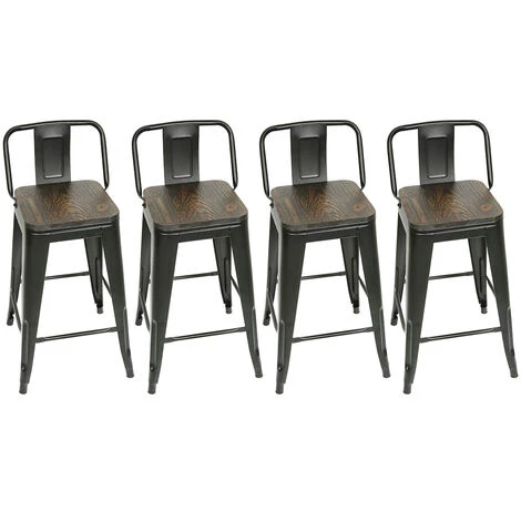 YONGQING Lot De 4 Tabouret Tolix Avec Petit Dossier Pauchard Style - Rétro-noir-66.5*40*40cm - Rétro-noir 5 YONGQING Lot De 4 Tabouret Tolix Avec Petit Dossier Pauchard Style - Rétro-noir-66.5*40*40cm - Rétro-noir – Image 3
