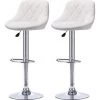 YONGQING Lot De 2 Tabourets De Bar Design Avec Dossier Blanc Hauteur Réglable - Blanc -banc et tabouret Soldes Boutique 33024865 1