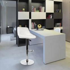 YONGQING Lot De 2 Tabourets De Bar Design Avec Dossier Blanc Hauteur Réglable - Blanc -banc et tabouret Soldes Boutique 33024865 5