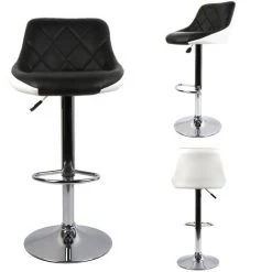 YONGQING Lot De 2Tabouret De Bar Avec Siège Bien Rembourré,tabourets En Cuir Artificiel - Noir-blanc 9 YONGQING Lot De 2Tabouret De Bar Avec Siège Bien Rembourré,tabourets En Cuir Artificiel - Noir-blanc -banc et tabouret Soldes Boutique 33025045 3