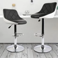 YONGQING Lot De 2Tabouret De Bar Avec Siège Bien Rembourré,tabourets En Cuir Artificiel - Noir-blanc 11 YONGQING Lot De 2Tabouret De Bar Avec Siège Bien Rembourré,tabourets En Cuir Artificiel - Noir-blanc -banc et tabouret Soldes Boutique 33025045 5