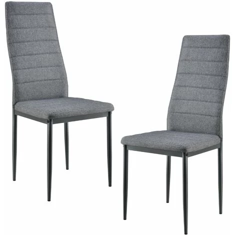 HELLOSHOP26 Lot De 2 Chaises De Salle à Manger Siège De Cuisine Rembourré Acier Et Polyester 96 Cm Gris - Gris 3 HELLOSHOP26 Lot De 2 Chaises De Salle à Manger Siège De Cuisine Rembourré Acier Et Polyester 96 Cm Gris - Gris