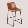 Tabouret Haut Rembourré En Similicuir Ody Style SKLUM En Similicuir - Fer Camel Vintage - ↑65 Cm Camel Vintage -banc et tabouret Soldes Boutique 33109956 1