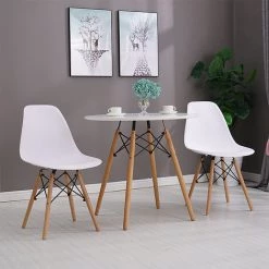 SKECTEN Lot De 6 Chaises De Salle à Manger - Pieds En Bois Hévéa Massif - Scandinave - Blanc -banc et tabouret Soldes Boutique 33221277 4