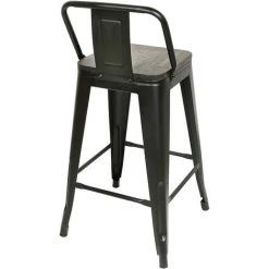 SKECTEN Lot De 4 Tabourets Industriels Coloris Noir Mat Et Assise En Bois Rétro Hauteur 63.5cm -banc et tabouret Soldes Boutique 33221330 3