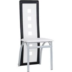 SKECTEN Lot De 8 Chaises De Salle à Manger Cuir Artificiel - Blanc Noir -banc et tabouret Soldes Boutique 33221584 4