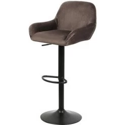 SKECTEN Lot De 4 Tabouret De Bar En Velours Hauteur D'assise Réglable 60-82 Cm Pour Bar Salle à Manger Salon - Marron 10 SKECTEN Lot De 4 Tabouret De Bar En Velours Hauteur D'assise Réglable 60-82 Cm Pour Bar Salle à Manger Salon - Marron -banc et tabouret Soldes Boutique 33221697 4