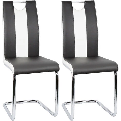SKECTEN Lot De 2 Chaise Salle à Manger Cuisine Bien Rembourrage Pieds En Métal Siège L 39.5 X P 49 Cm Noir Blanc 3 SKECTEN Lot De 2 Chaise Salle à Manger Cuisine Bien Rembourrage Pieds En Métal Siège L 39.5 X P 49 Cm Noir Blanc