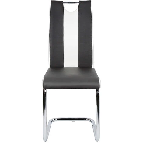 SKECTEN Lot De 2 Chaise Salle à Manger Cuisine Bien Rembourrage Pieds En Métal Siège L 39.5 X P 49 Cm Noir Blanc 5 SKECTEN Lot De 2 Chaise Salle à Manger Cuisine Bien Rembourrage Pieds En Métal Siège L 39.5 X P 49 Cm Noir Blanc – Image 3