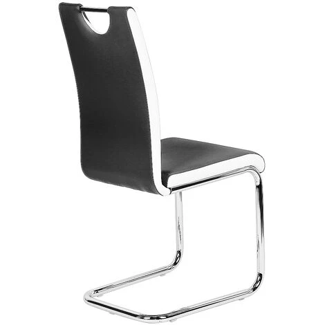 SKECTEN Lot De 2 Chaise Salle à Manger Cuisine Bien Rembourrage Pieds En Métal Siège L 39.5 X P 49 Cm Noir Blanc 7 SKECTEN Lot De 2 Chaise Salle à Manger Cuisine Bien Rembourrage Pieds En Métal Siège L 39.5 X P 49 Cm Noir Blanc – Image 5