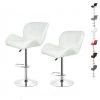 SKECTEN Lot De 2 Tabouret De Bar Réglable En Hauteur Chaise Haute Pour Bar Avec Dossier Siège Rembouré En PU Pied En Métal, Blanc