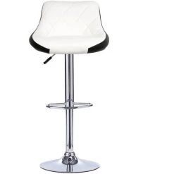 SKECTEN Lot De 2 Tabouret De Bar Confortable Dossier Rembourré Pivotantes Et Réglables En Hauteur 59cm-79cm, Blanc+noir -banc et tabouret Soldes Boutique 33222653 4
