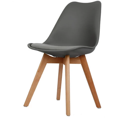 SKECTEN 4 Chaises Design Confortable Moderne, Chaise Salle A Manger Scandinave Rétro Pied En Bois, Chaise De Cuisine Contemporain Rembourré, Gris Foncé 5 SKECTEN 4 Chaises Design Confortable Moderne, Chaise Salle A Manger Scandinave Rétro Pied En Bois, Chaise De Cuisine Contemporain Rembourré, Gris Foncé – Image 3
