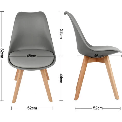 SKECTEN 4 Chaises Design Confortable Moderne, Chaise Salle A Manger Scandinave Rétro Pied En Bois, Chaise De Cuisine Contemporain Rembourré, Gris Foncé 6 SKECTEN 4 Chaises Design Confortable Moderne, Chaise Salle A Manger Scandinave Rétro Pied En Bois, Chaise De Cuisine Contemporain Rembourré, Gris Foncé – Image 4