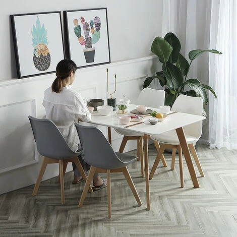 SKECTEN 4 Chaises Design Confortable Moderne, Chaise Salle A Manger Scandinave Rétro Pied En Bois, Chaise De Cuisine Contemporain Rembourré, Gris Foncé 7 SKECTEN 4 Chaises Design Confortable Moderne, Chaise Salle A Manger Scandinave Rétro Pied En Bois, Chaise De Cuisine Contemporain Rembourré, Gris Foncé – Image 5