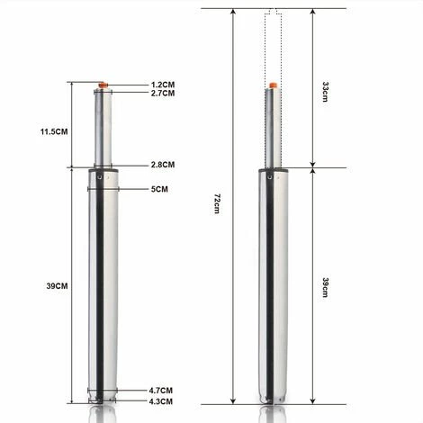 SKECTEN 2Pcs Vérin Pour Chaise De Bureau Et Tabouret De Bar I Vérin A Gaz De Rechange Pour Fauteuil Be Bureau Et Tabouret De Travail I Taille Et Couleur : Chrome, 280 Mm 4 SKECTEN 2Pcs Vérin Pour Chaise De Bureau Et Tabouret De Bar I Vérin A Gaz De Rechange Pour Fauteuil Be Bureau Et Tabouret De Travail I Taille Et Couleur : Chrome, 280 Mm – Image 2