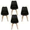 Skecten Lot De 4 Chaises Scandinave Avec Coussin Super Qualité Noir -banc et tabouret Soldes Boutique 33223892 1