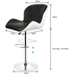 Skecten TANK TABOURETS DE BAR LOT DE 4 NOIR Style Contemporain Réglable En Hauteur De 55 à 75 Cm -banc et tabouret Soldes Boutique 33223912 4