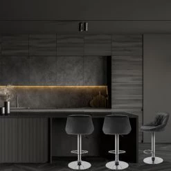 SKECTEN Lot De 2 Tabouret De Bar Avec Dossier Et Repose-Pied, Hauteur Réglable, Siège En Velours, Gris Foncé 11 SKECTEN Lot De 2 Tabouret De Bar Avec Dossier Et Repose-Pied, Hauteur Réglable, Siège En Velours, Gris Foncé -banc et tabouret Soldes Boutique 33333217 5