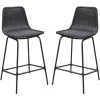 MOB-IN Tabourets De Bar En Métal Et Rotin Noir 65 Cm BALI - Lot De 2 - Noir -banc et tabouret Soldes Boutique 33353162 1