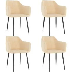 Chaises De Salle à Manger 4 Pcs Crème Velours VidaXL