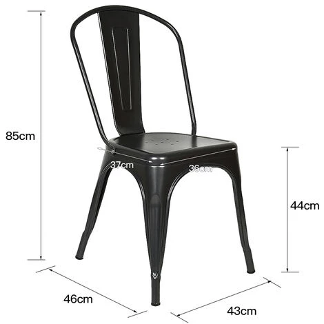 SKECTEN Lot De 4 Chaises De Salle à Manger Industrielles Rétro En Métal - Dossier Amovible Pour En Faire Des Tabourets - Pour Cuisine Ou Bar - Pour L’intérieur Et L’extérieur - Antirouille Et Empilable - Noir 5 SKECTEN Lot De 4 Chaises De Salle à Manger Industrielles Rétro En Métal - Dossier Amovible Pour En Faire Des Tabourets - Pour Cuisine Ou Bar - Pour L’intérieur Et L’extérieur - Antirouille Et Empilable - Noir – Image 3