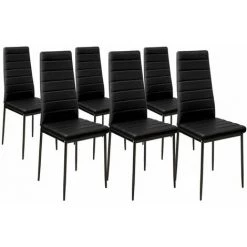 IDMARKET Lot De 6 Chaises ROMANE Noires Pour Salle à Manger - Noir -banc et tabouret Soldes Boutique 3345824 2