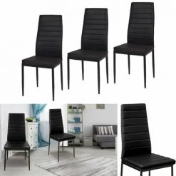 IDMARKET Lot De 6 Chaises ROMANE Noires Pour Salle à Manger - Noir -banc et tabouret Soldes Boutique 3345824 3