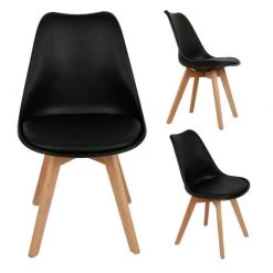 YONGQING Lot De 16 Chaise Avec Coussin Design Scandinave - Noir - Noir 9 YONGQING Lot De 16 Chaise Avec Coussin Design Scandinave - Noir - Noir -banc et tabouret Soldes Boutique 33501137 3