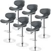 YONGQING Lot De 6 Chaise De Bar Tournante Réglable En Hauteur Tabouret De Bar En Similicuir Tabourets Réglable, Gris - Gris -banc et tabouret Soldes Boutique 33501268 1