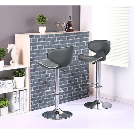 YONGQING Lot De 6 Chaise De Bar Tournante Réglable En Hauteur Tabouret De Bar En Similicuir Tabourets Réglable, Gris - Gris 7 YONGQING Lot De 6 Chaise De Bar Tournante Réglable En Hauteur Tabouret De Bar En Similicuir Tabourets Réglable, Gris - Gris – Image 5