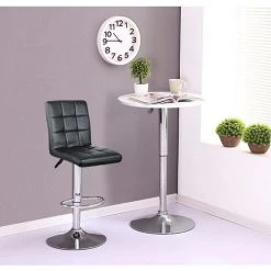 YONGQING Lot De 2 Tabourets De Bar NOIR En Simili Cuir Chaises Bar Style Contemporain - Noir