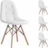 IDIMEX Lot De 4 Chaises CESAR Pour Salle à Manger Ou Cuisine Avec 4 Pieds En Bois Et Assise Capitonnée, Revêtement Synthétique Blanc - Blanc -banc et tabouret Soldes Boutique 33592912 1