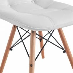 IDIMEX Lot De 4 Chaises CESAR Pour Salle à Manger Ou Cuisine Avec 4 Pieds En Bois Et Assise Capitonnée, Revêtement Synthétique Blanc - Blanc -banc et tabouret Soldes Boutique 33592912 3