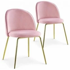 Paris Prix - Lot De 2 Chaises Design En Velours "lia" 79cm Rose