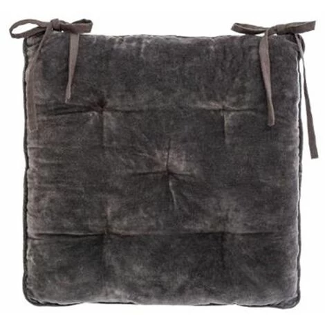 ATMOSPHERA, CRATEUR D'INTRIEUR Galette De Chaise En Velours "Zada" 38x38cm Gris 3 ATMOSPHERA, CRATEUR D'INTRIEUR Galette De Chaise En Velours "Zada" 38x38cm Gris