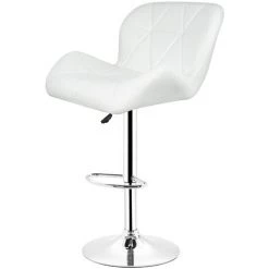 OOBEST Lot De 2 Tabouret De Bar Réglable En Hauteur Chaise Haute Pour Bar Avec Dossier Siège Rembouré En PU Pied En Métal, Blanc -banc et tabouret Soldes Boutique 33752456 4