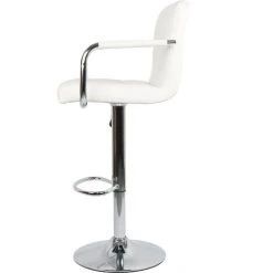 SKECTEN Lot De 4 Tabourets De Bar (Blanc) Chaise De Bar Chaise Lounge Avec Dossier Et Accoudoir, Hauteur Réglable De 54.5cm - 75.5 Cm -banc et tabouret Soldes Boutique 33819583 3