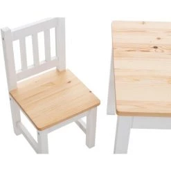 CLP Ensemble Table Et Chaises Pour Enfants Mides Nature/blanc -banc et tabouret Soldes Boutique 33858827 4