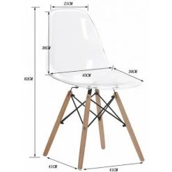 EGGREE Lot De 4 Chaises Transparent Design Tendance Rétro Bois Chaise De Salle à Manger 30x45x82 Cm -banc et tabouret Soldes Boutique 33859652 5